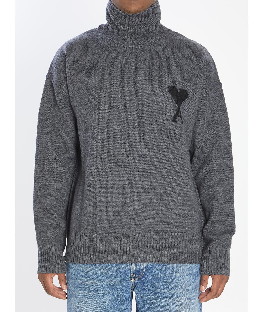 Ami Paris Серый шерстяной джемпер / свитер, фото 2