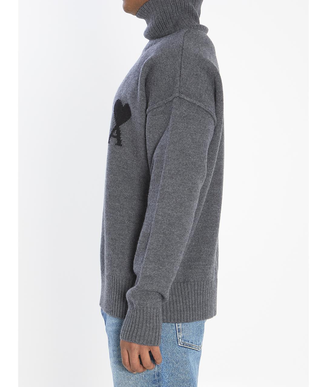 Ami Paris Серый шерстяной джемпер / свитер, фото 4