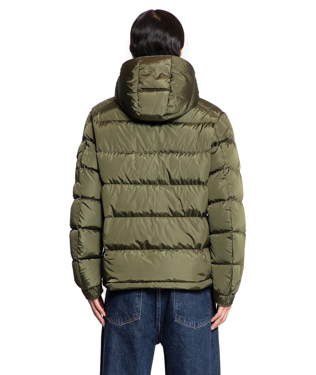 MONCLER Зеленый полиамидовый пуховик, фото 4