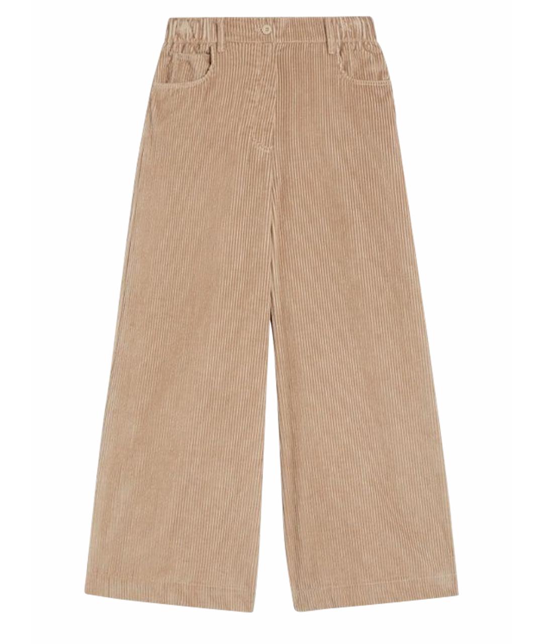 WEEKEND MAX MARA Бежевые хлопковые прямые брюки, фото 1