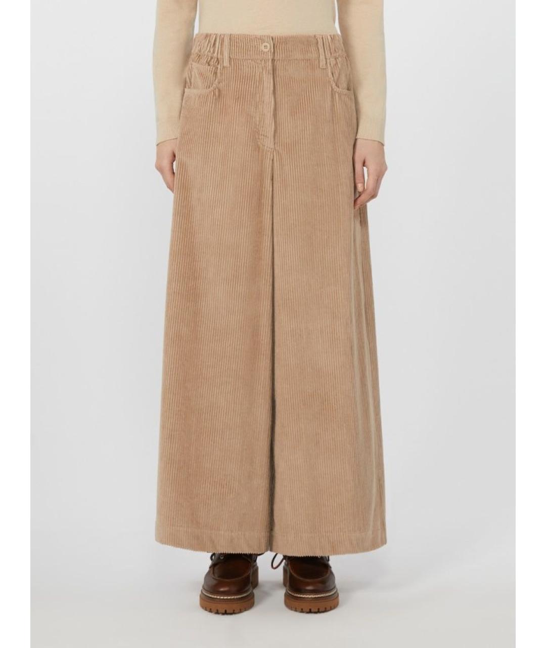 WEEKEND MAX MARA Бежевые хлопковые прямые брюки, фото 2