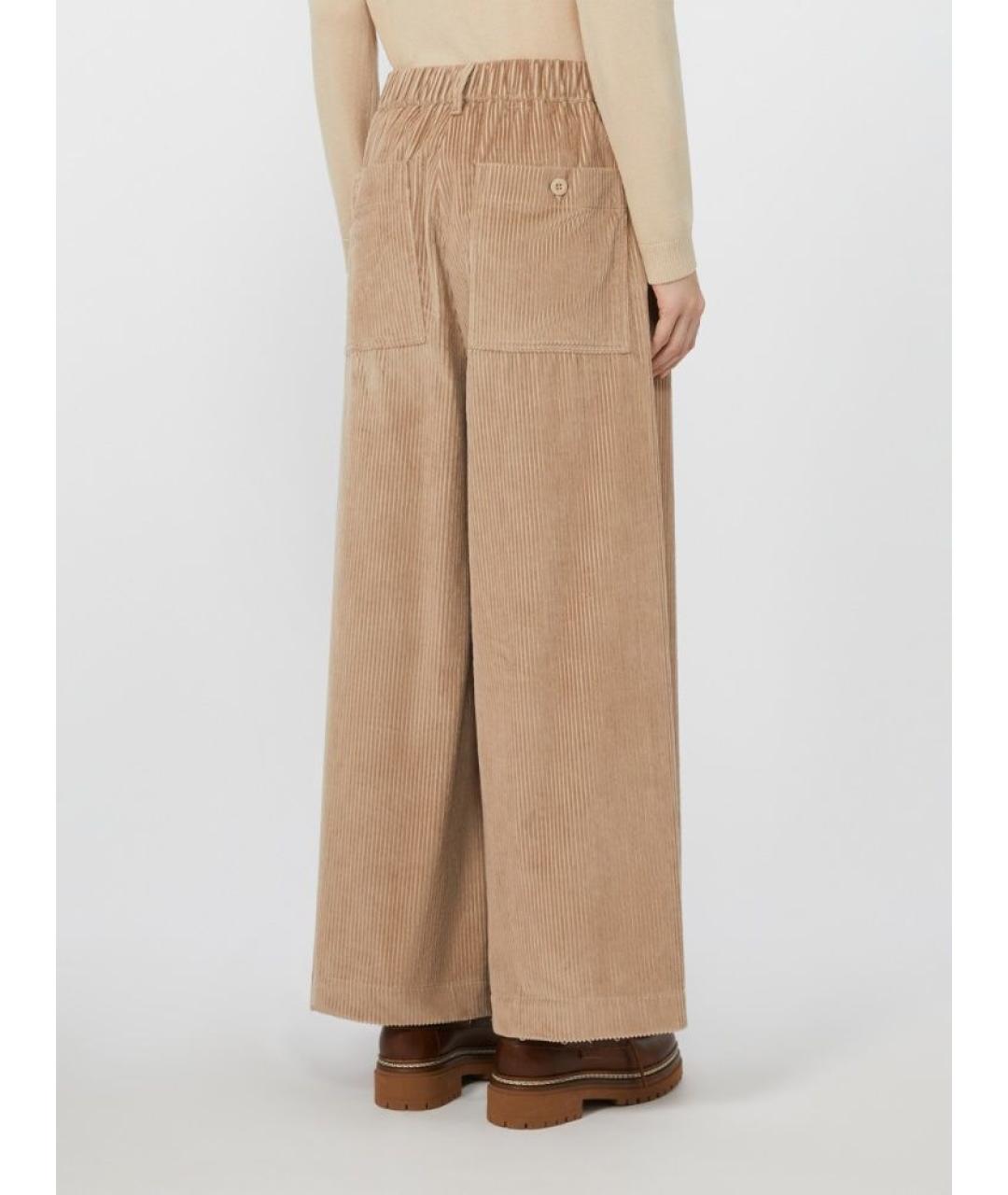 WEEKEND MAX MARA Бежевые хлопковые прямые брюки, фото 3