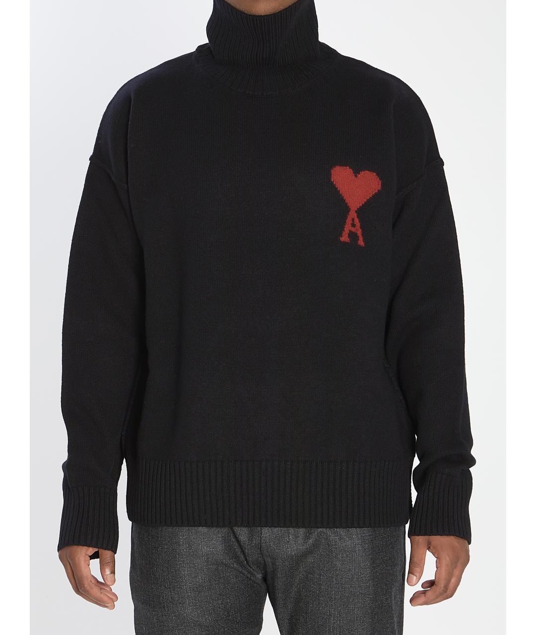 Ami Paris Черный шерстяной джемпер / свитер, фото 2