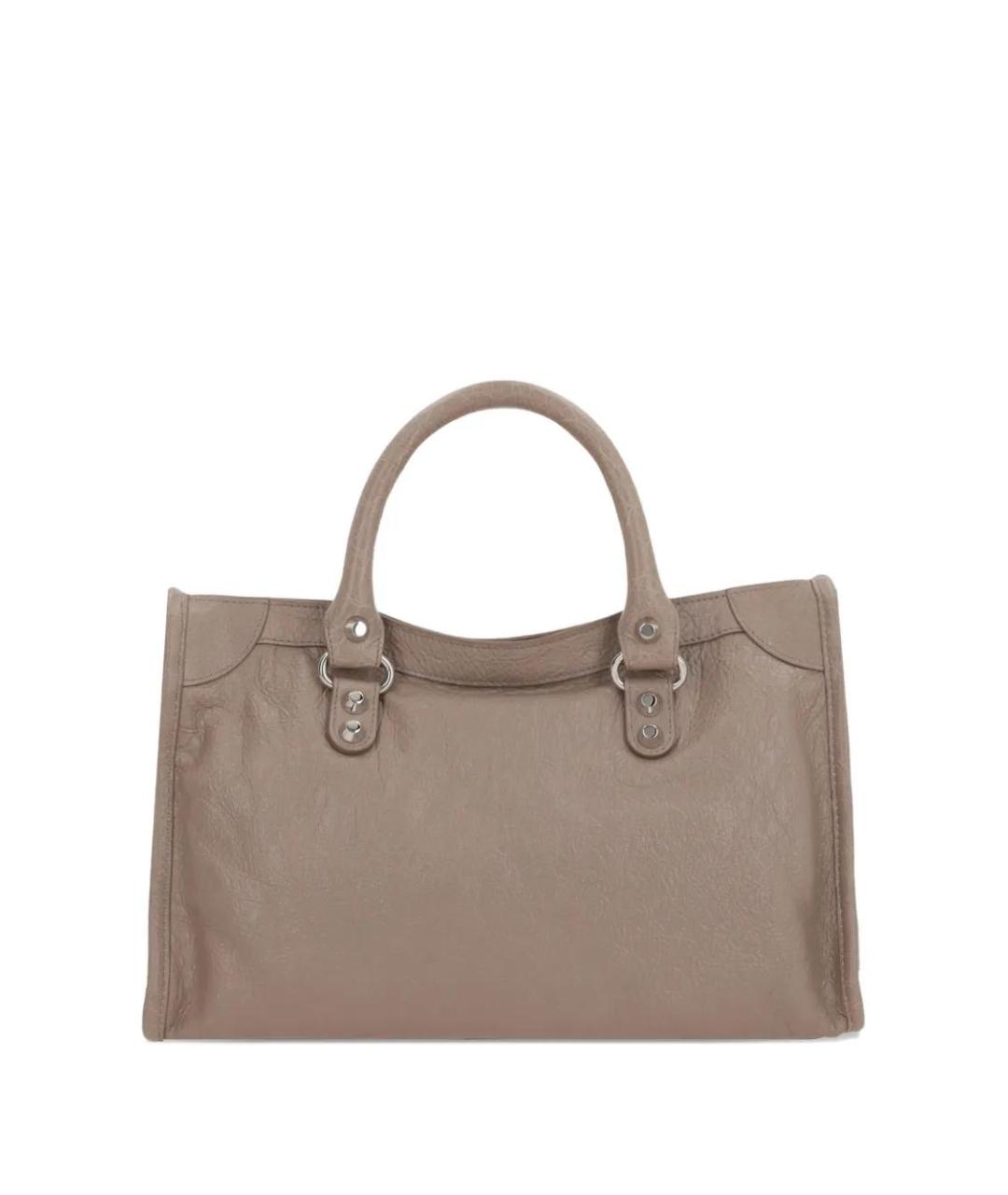 BALENCIAGA Бежевая кожаная сумка тоут, фото 2