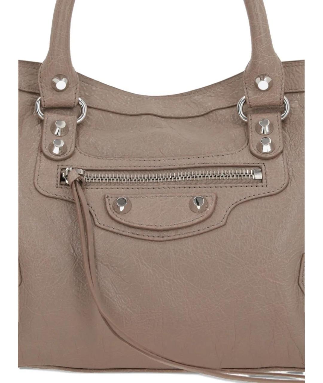 BALENCIAGA Бежевая кожаная сумка тоут, фото 4