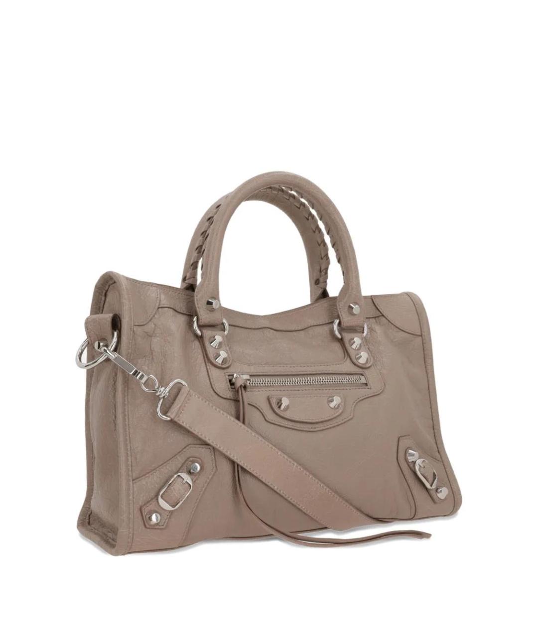 BALENCIAGA Бежевая кожаная сумка тоут, фото 3