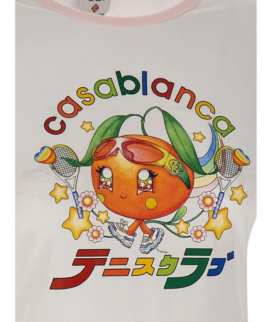 CASABLANCA Белая хлопковая футболка, фото 4