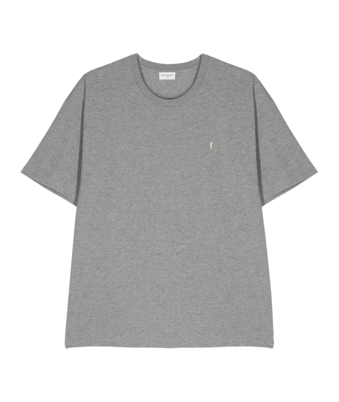 SAINT LAURENT Серая хлопковая футболка, фото 1