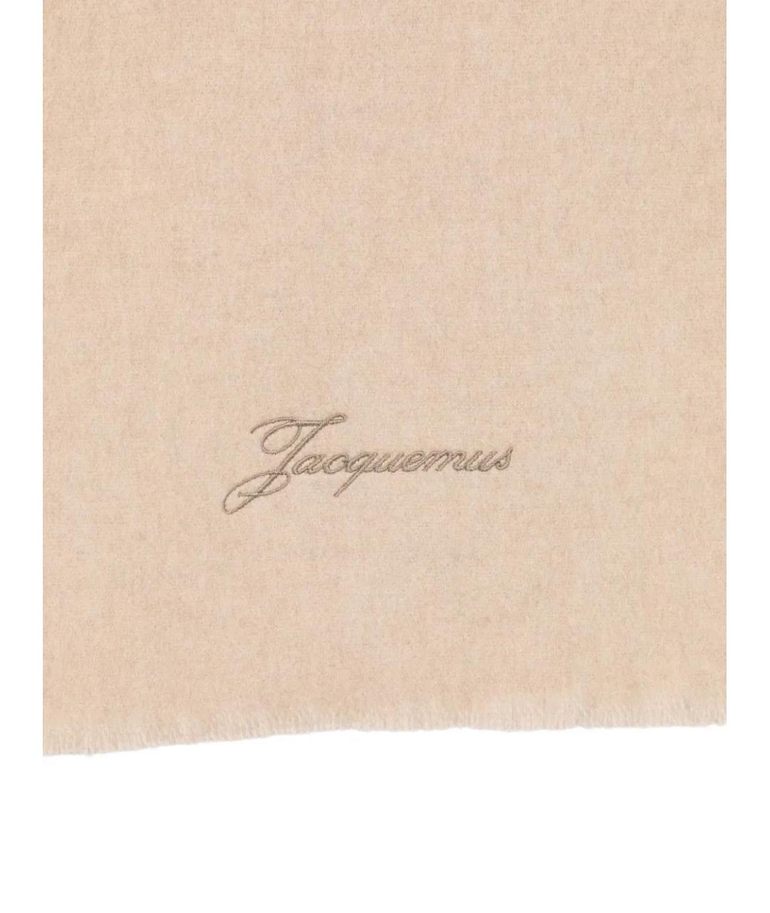 JACQUEMUS Бежевый шерстяной шарф, фото 2