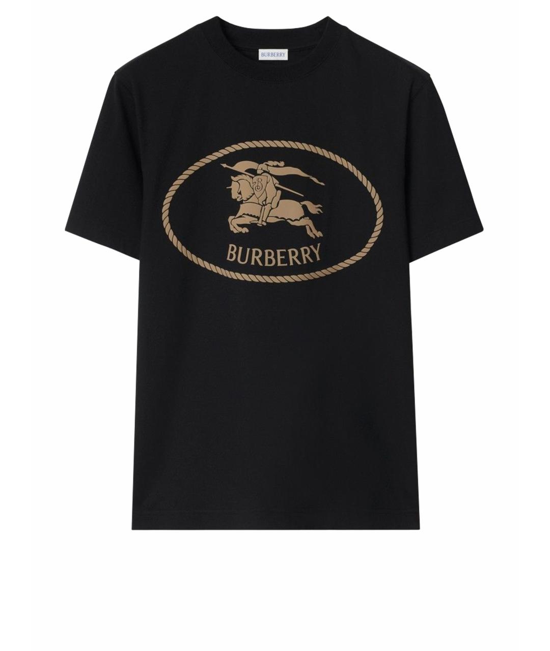 BURBERRY Черная хлопковая футболка, фото 1