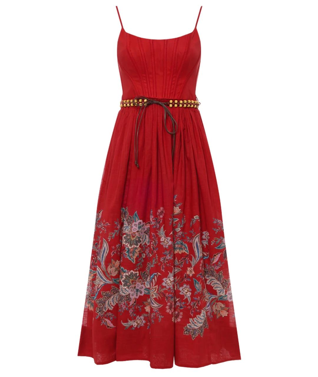 ZIMMERMANN Красное хлопковое повседневное платье, фото 1