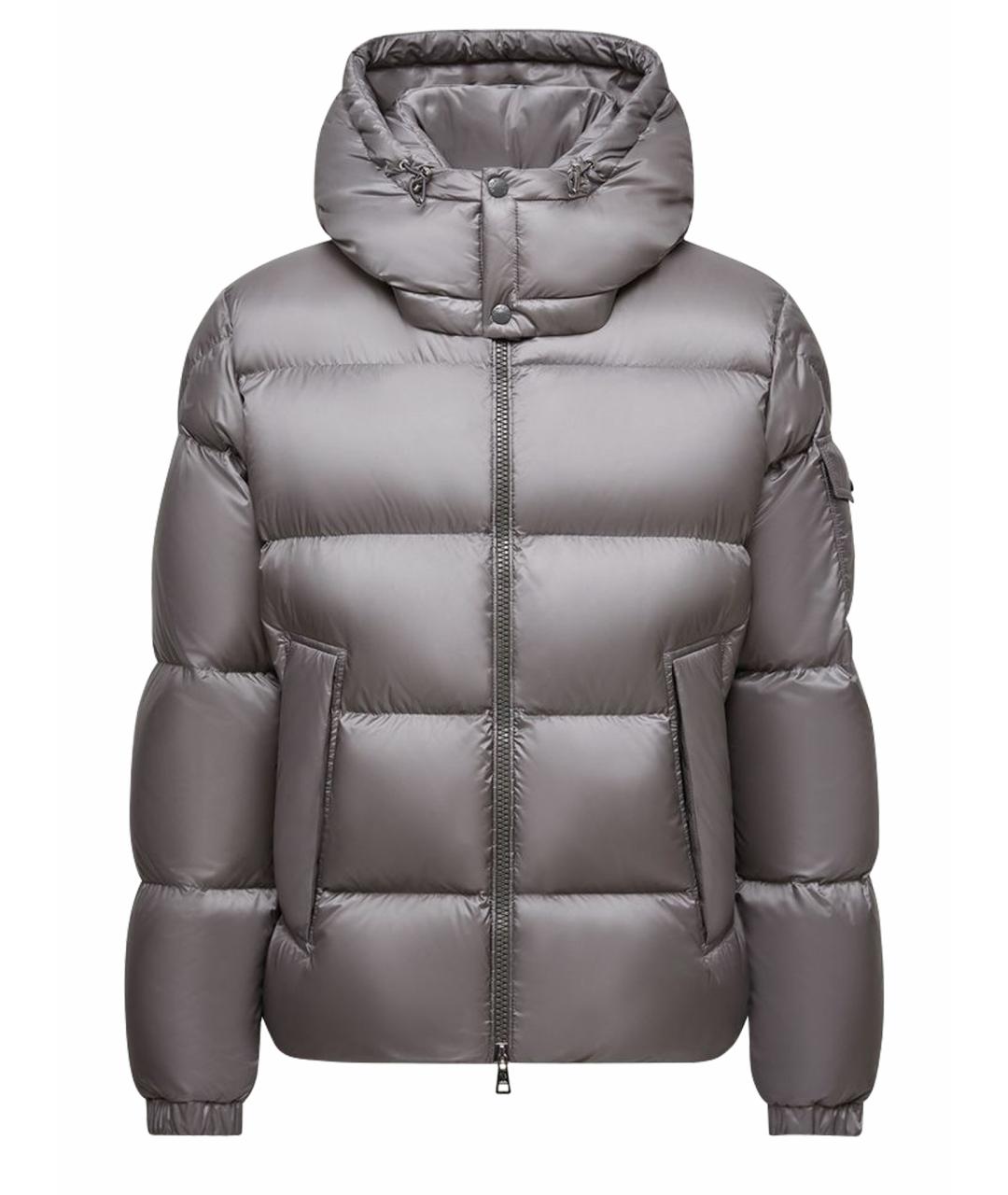 MONCLER Серый полиэстеровый пуховик, фото 1