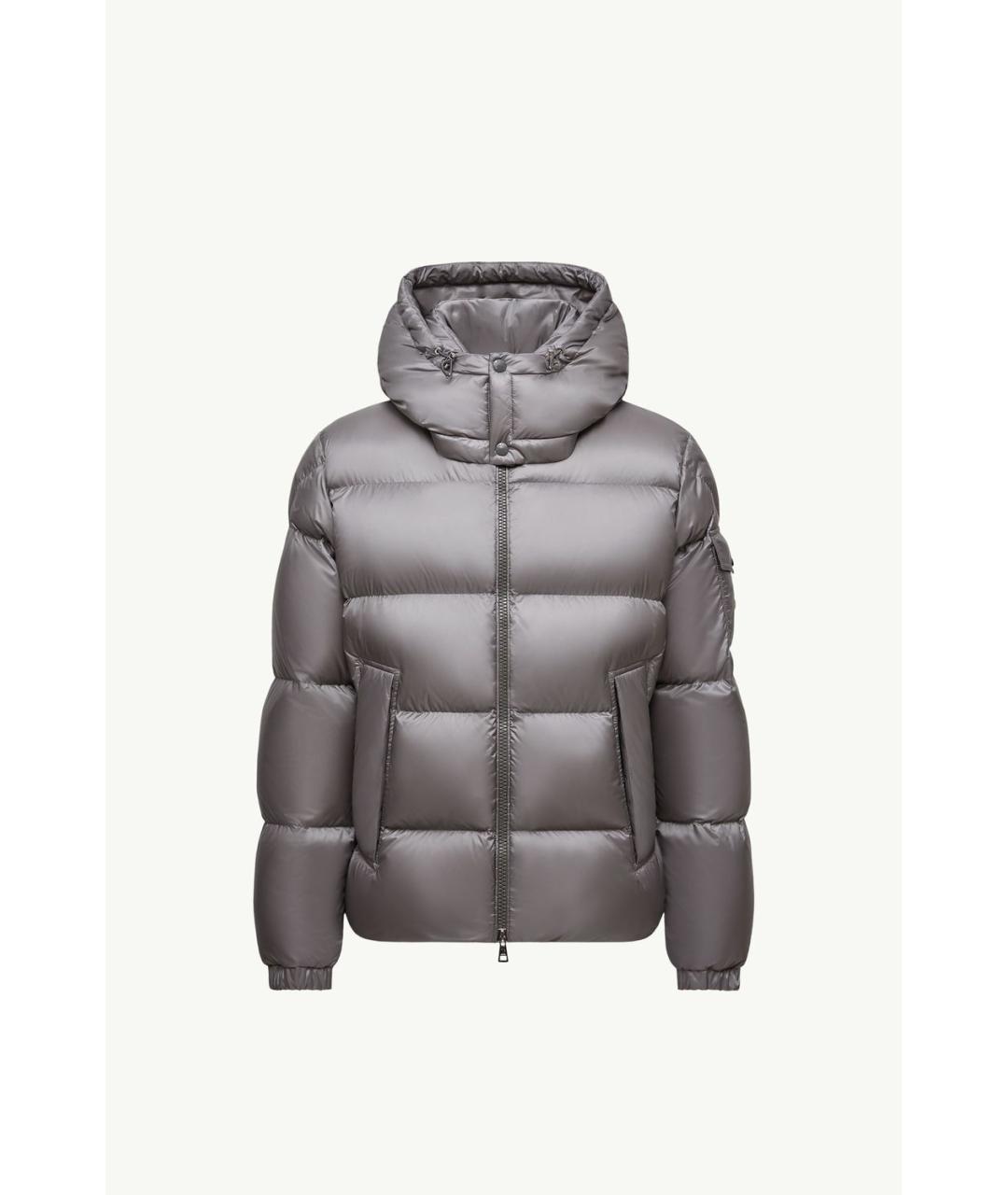 MONCLER Серый полиэстеровый пуховик, фото 6