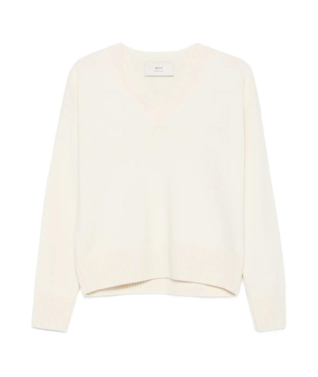 Ami Paris Белый шерстяной джемпер / свитер, фото 1