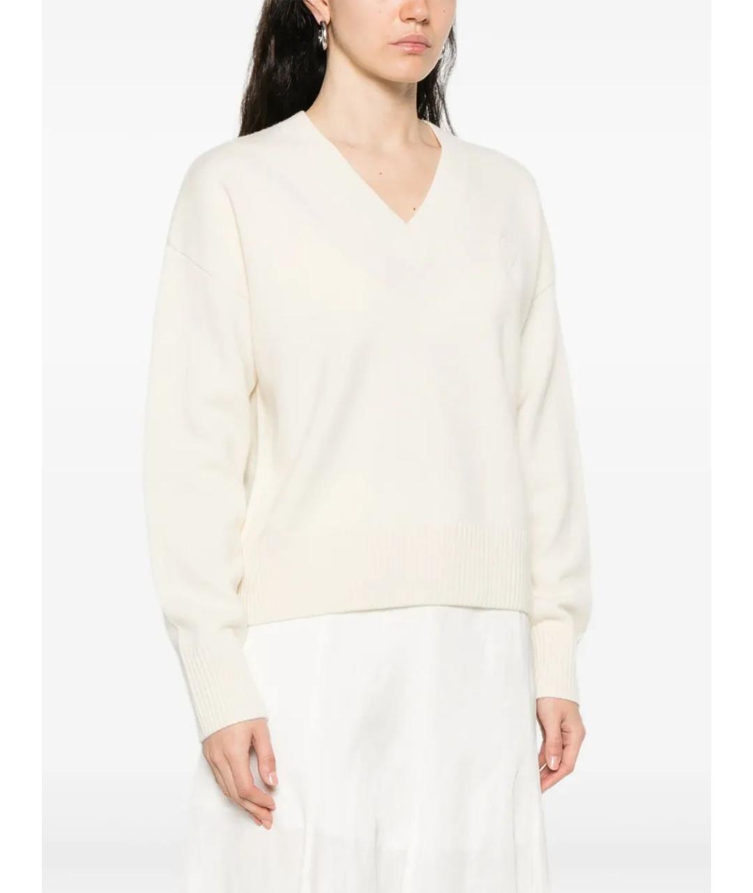 Ami Paris Белый шерстяной джемпер / свитер, фото 3