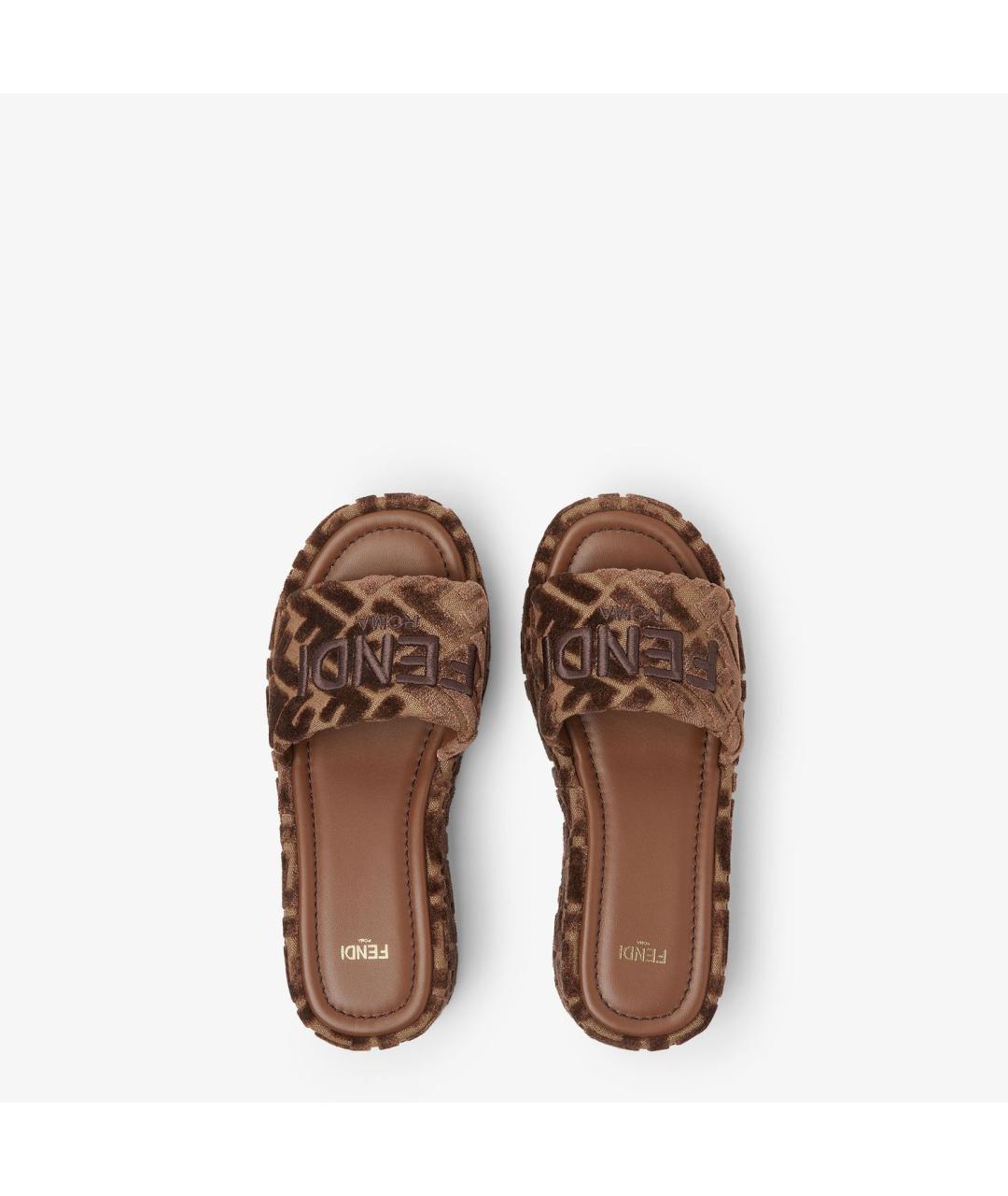 FENDI Коричневые синтетические сабо, фото 4