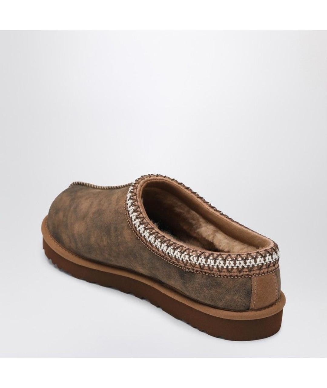 UGG AUSTRALIA Коричневые кожаные шлепанцы, фото 3