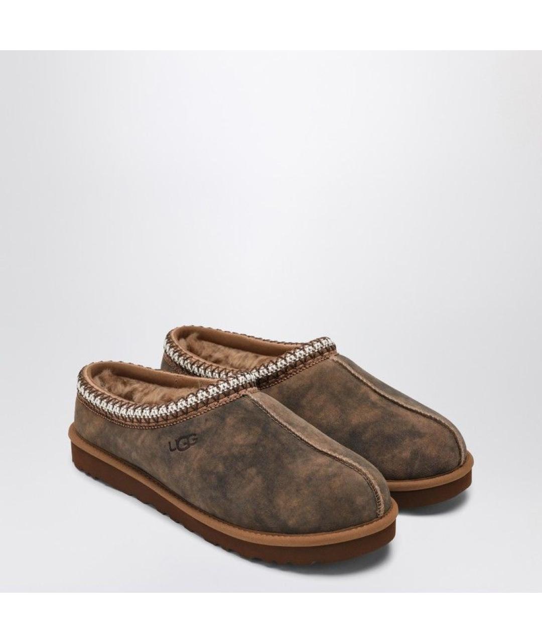 UGG AUSTRALIA Коричневые кожаные шлепанцы, фото 2