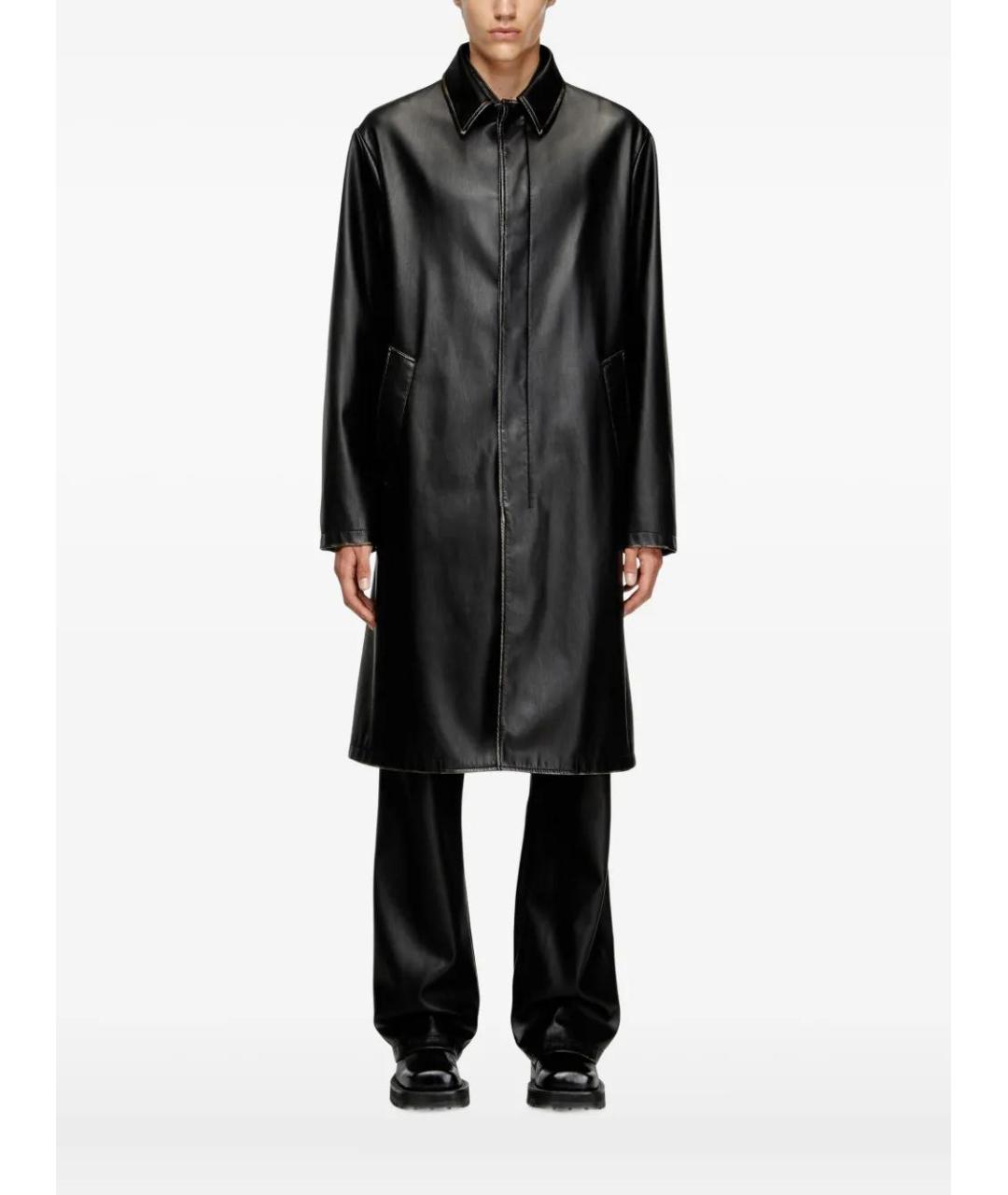 DIESEL Черное полиэстеровое пальто, фото 3