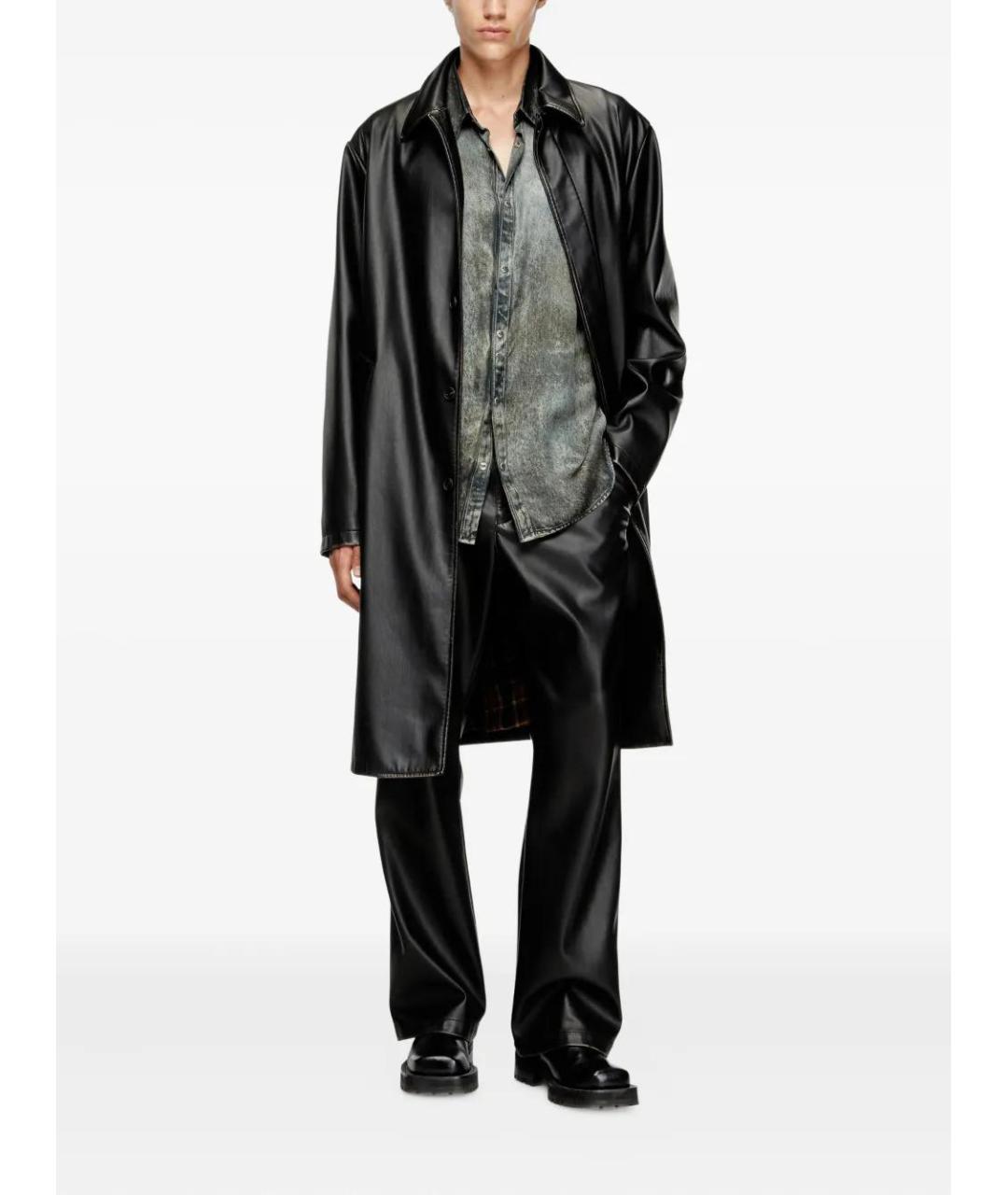 DIESEL Черное полиэстеровое пальто, фото 2