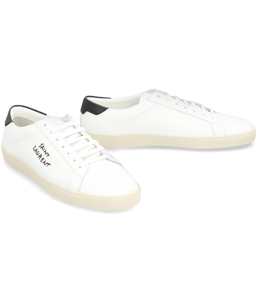 SAINT LAURENT Белые кожаные низкие кроссовки / кеды, фото 2