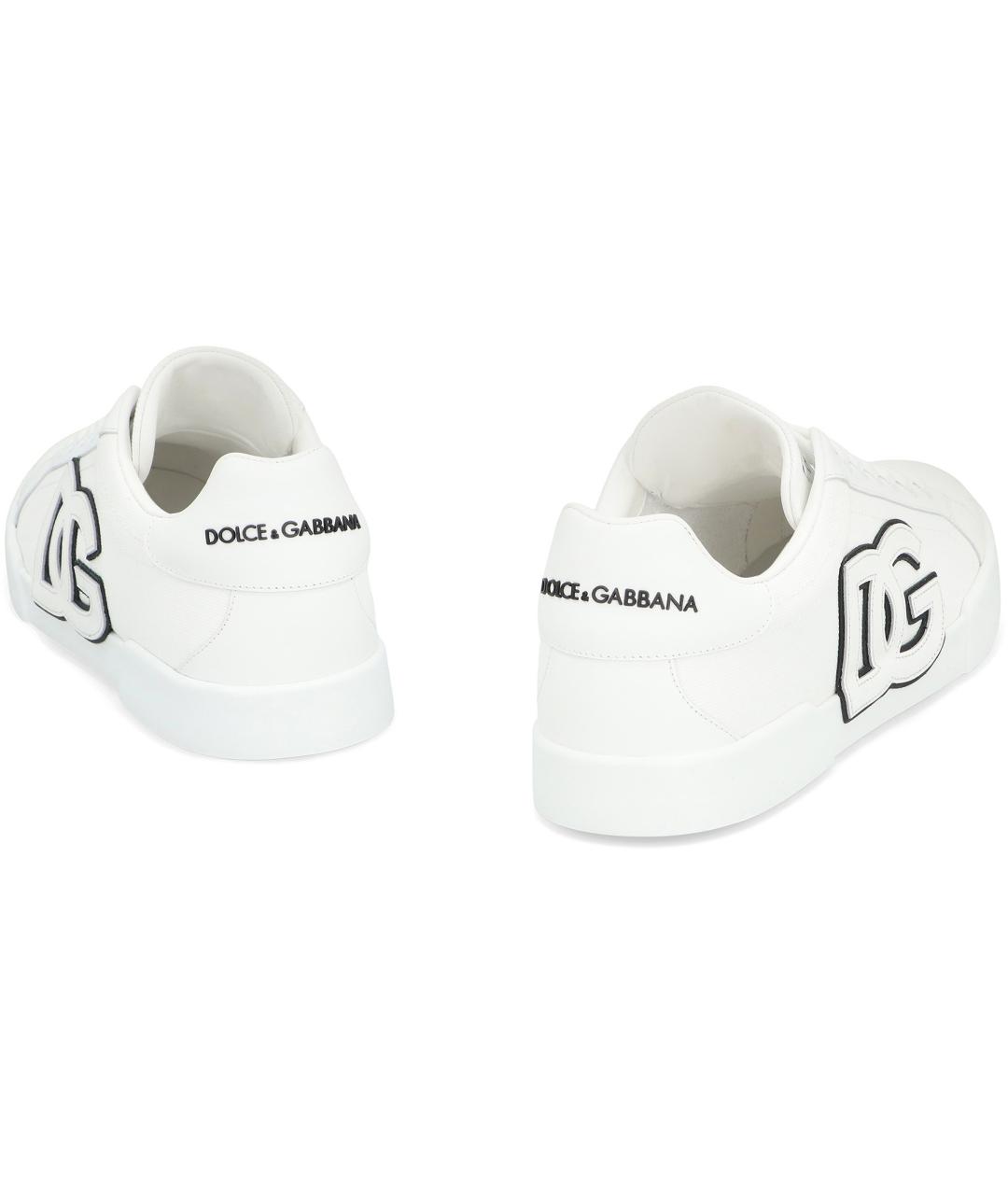 DOLCE&GABBANA Белые текстильные низкие кроссовки / кеды, фото 4