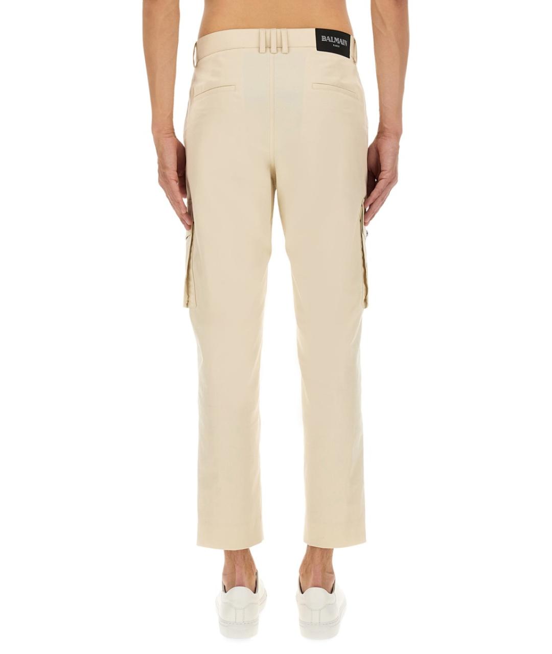 BALMAIN Бежевые хлопковые повседневные брюки, фото 3