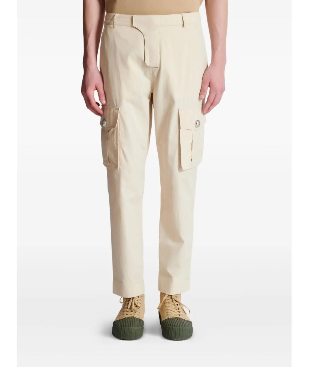 BALMAIN Бежевые хлопковые повседневные брюки, фото 6