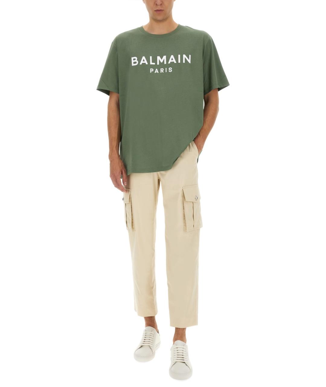 BALMAIN Бежевые хлопковые повседневные брюки, фото 4