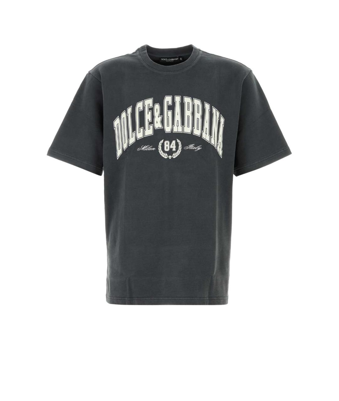 DOLCE&GABBANA Антрацитовая хлопковая футболка, фото 1