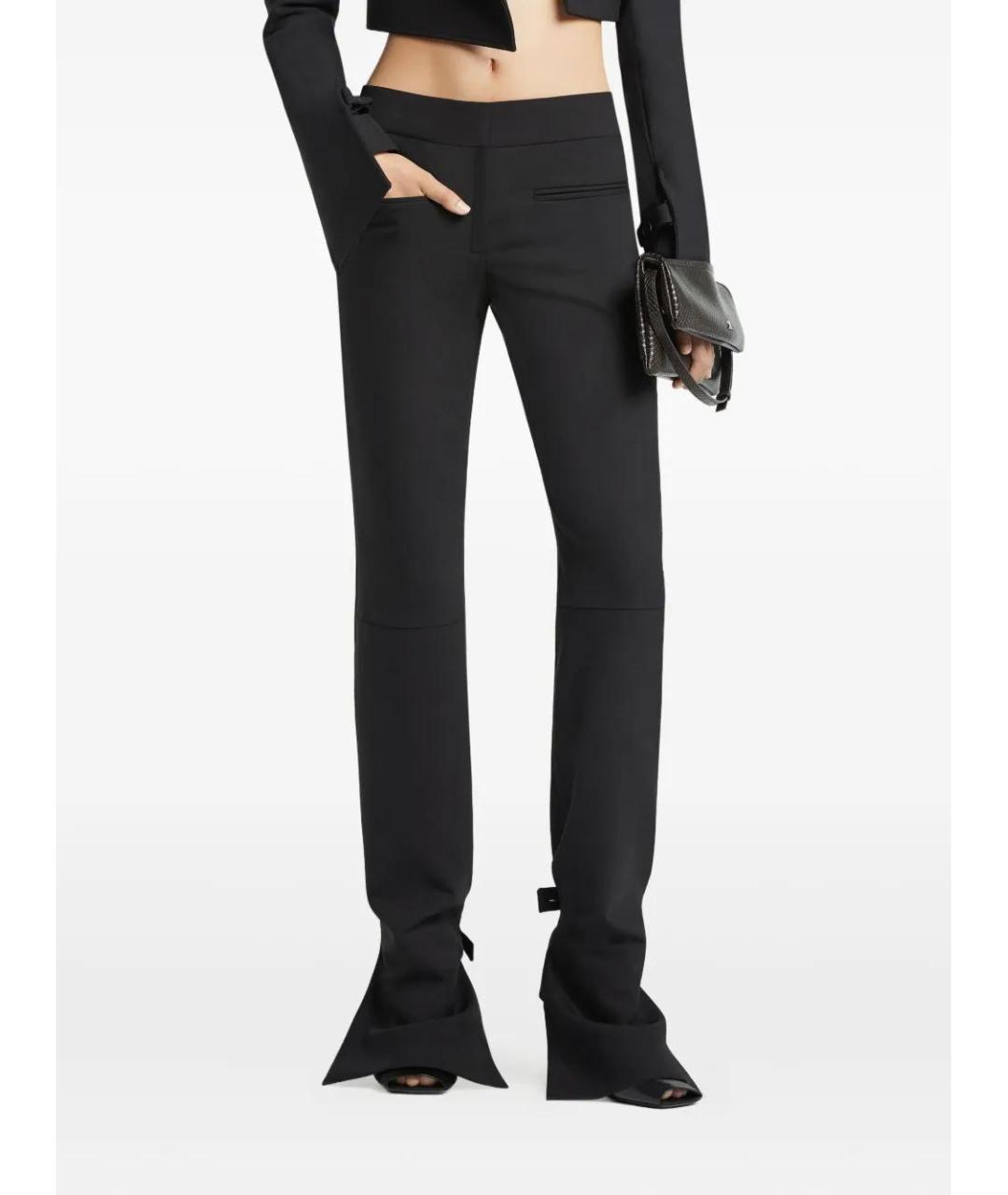 COURREGES Черные полиэстеровые прямые брюки, фото 4
