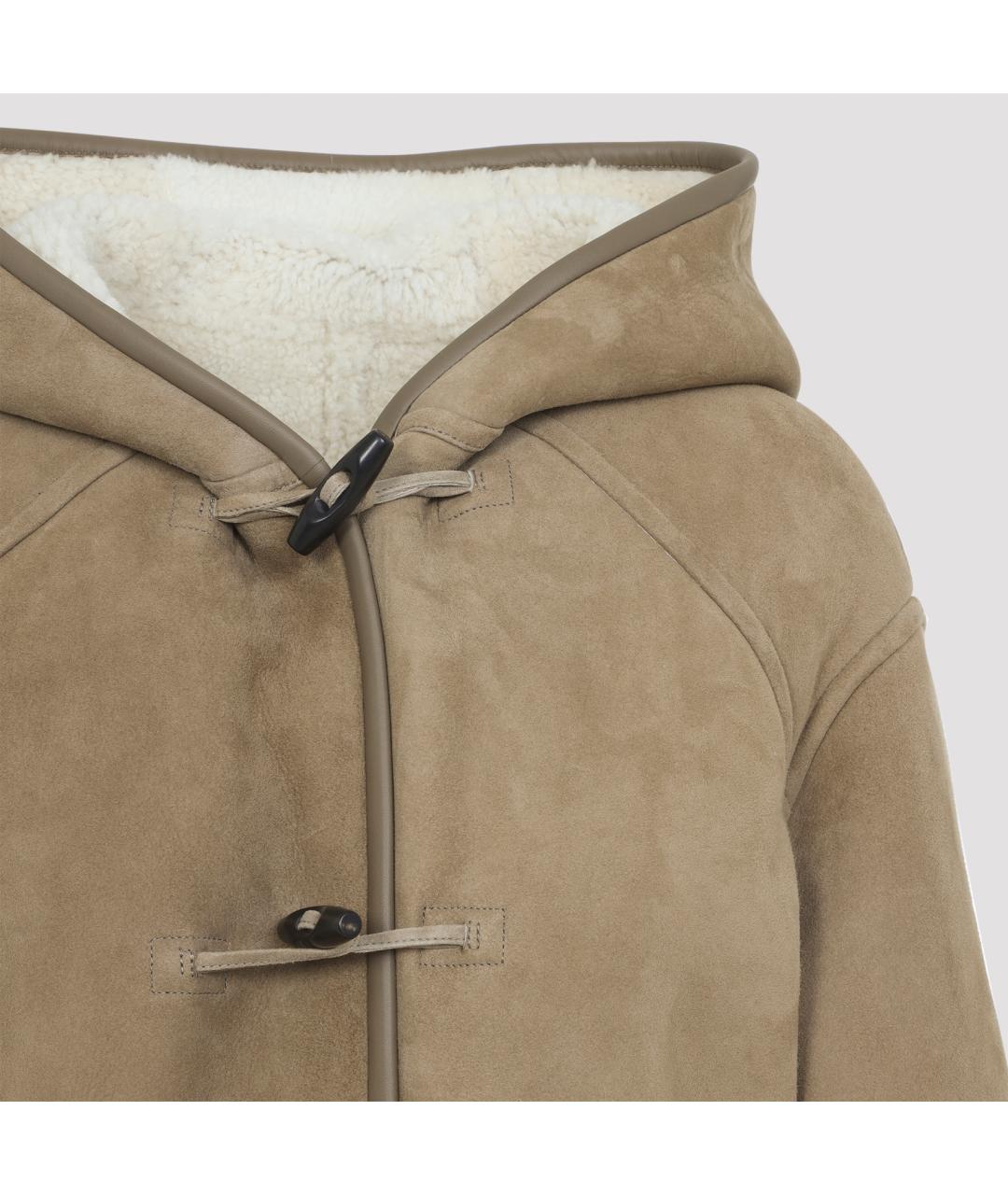 YVES SALOMON Бежевая кожаная дубленка, фото 4