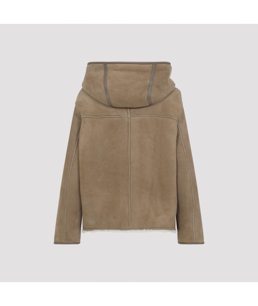 YVES SALOMON Бежевая кожаная дубленка, фото 3