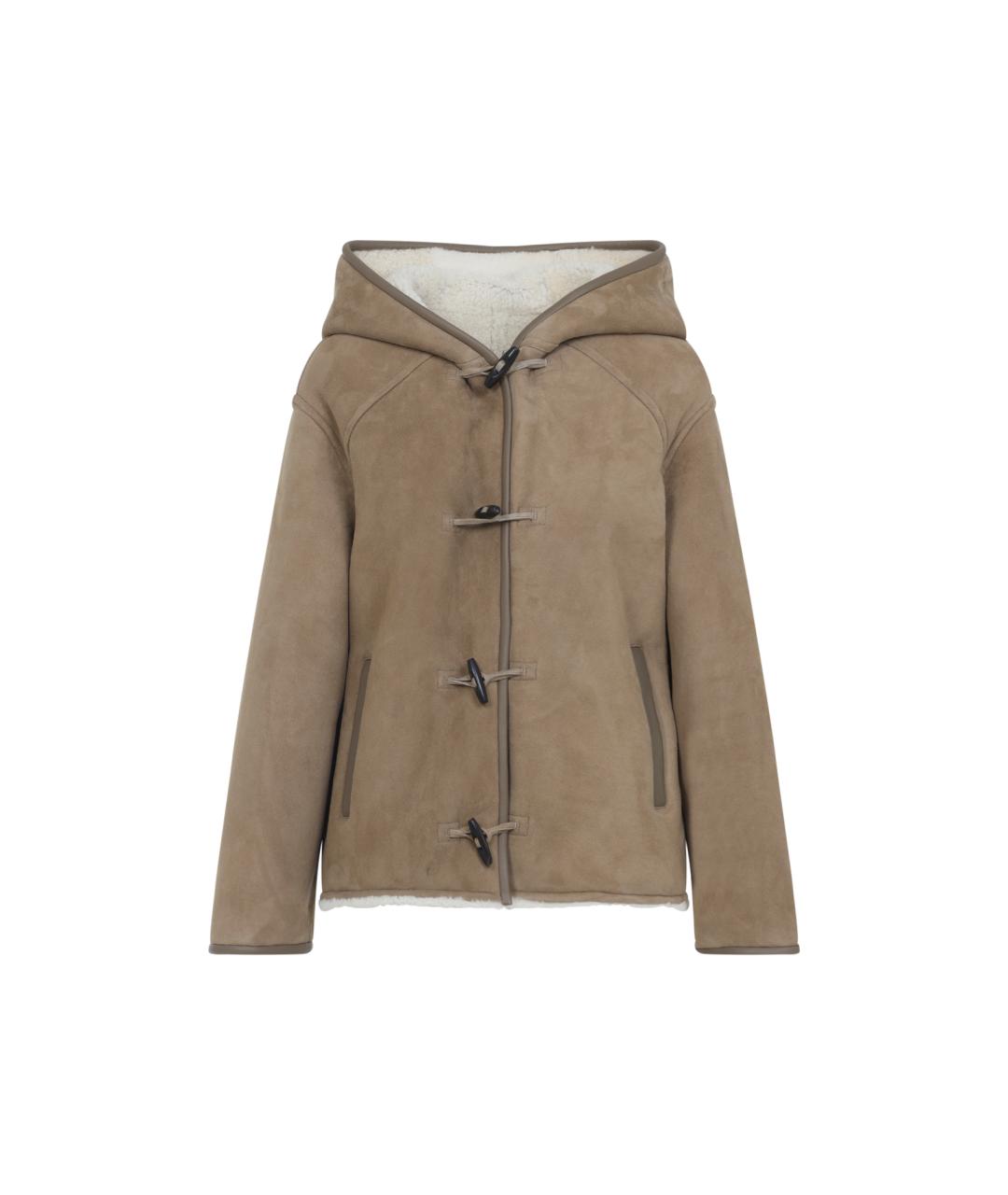 YVES SALOMON Бежевая кожаная дубленка, фото 1