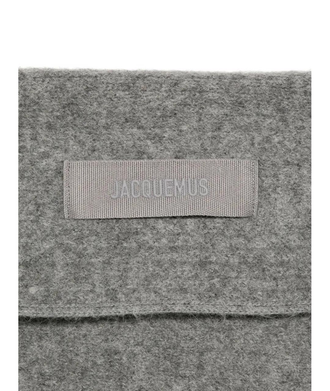 JACQUEMUS Серый шерстяной шарф, фото 2