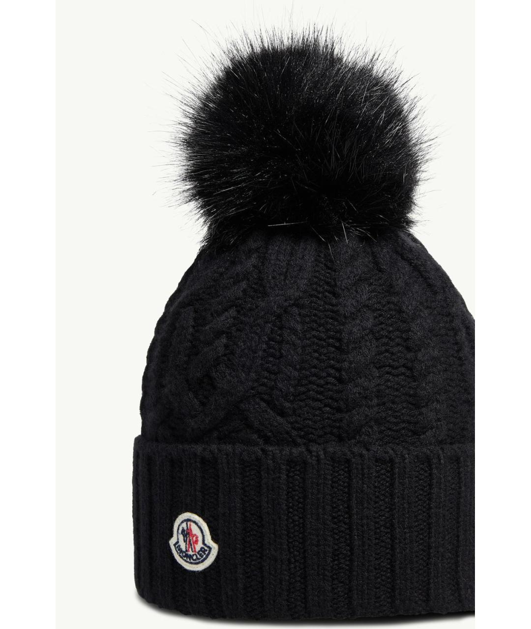 MONCLER Черная шерстяная шапка, фото 2