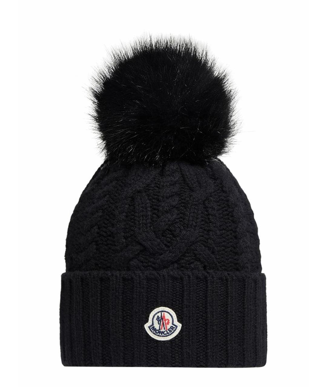 MONCLER Черная шерстяная шапка, фото 1