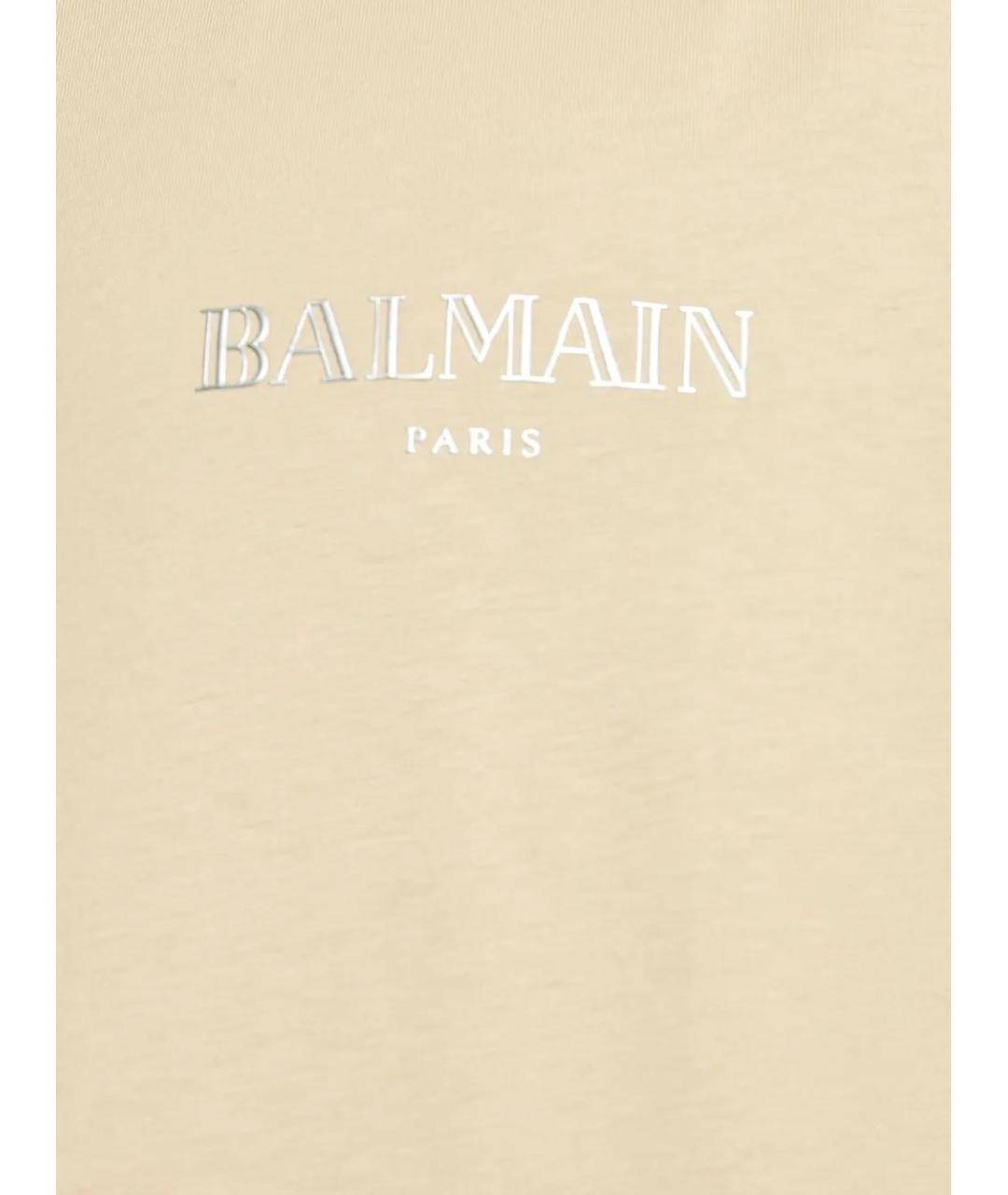 BALMAIN Бежевая хлопковая футболка, фото 5