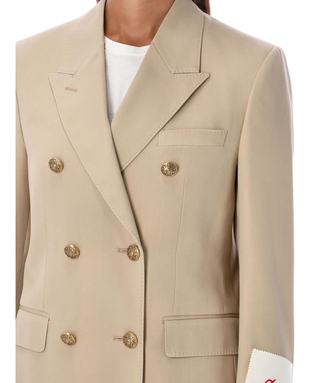 GOLDEN GOOSE DELUXE BRAND Бежевый шерстяной жакет/пиджак, фото 4