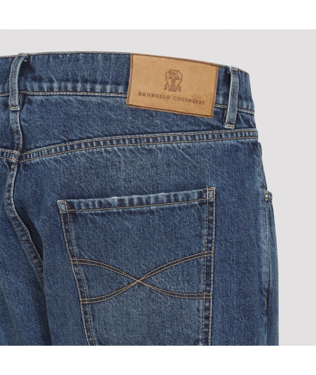BRUNELLO CUCINELLI Синие хлопковые повседневные брюки, фото 5