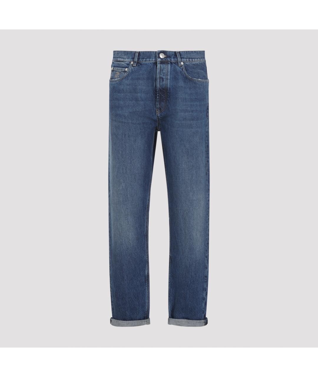 BRUNELLO CUCINELLI Синие хлопковые повседневные брюки, фото 2