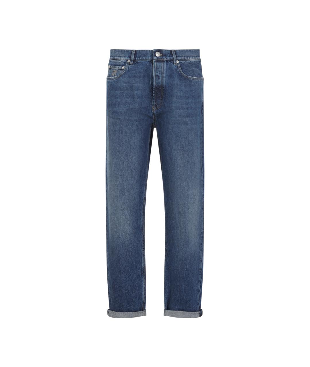 BRUNELLO CUCINELLI Синие хлопковые повседневные брюки, фото 1