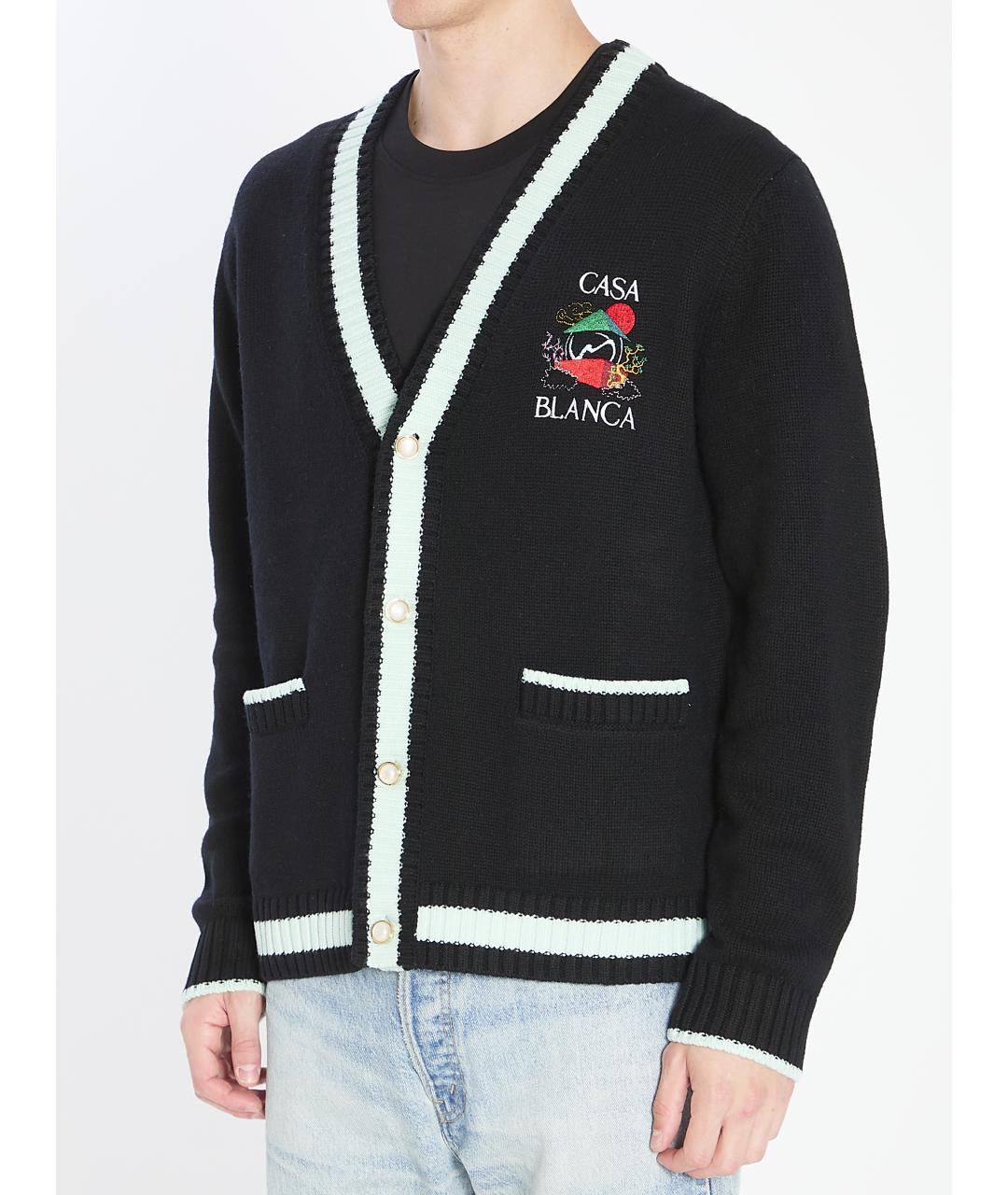 CASABLANCA Черный шерстяной кардиган, фото 3