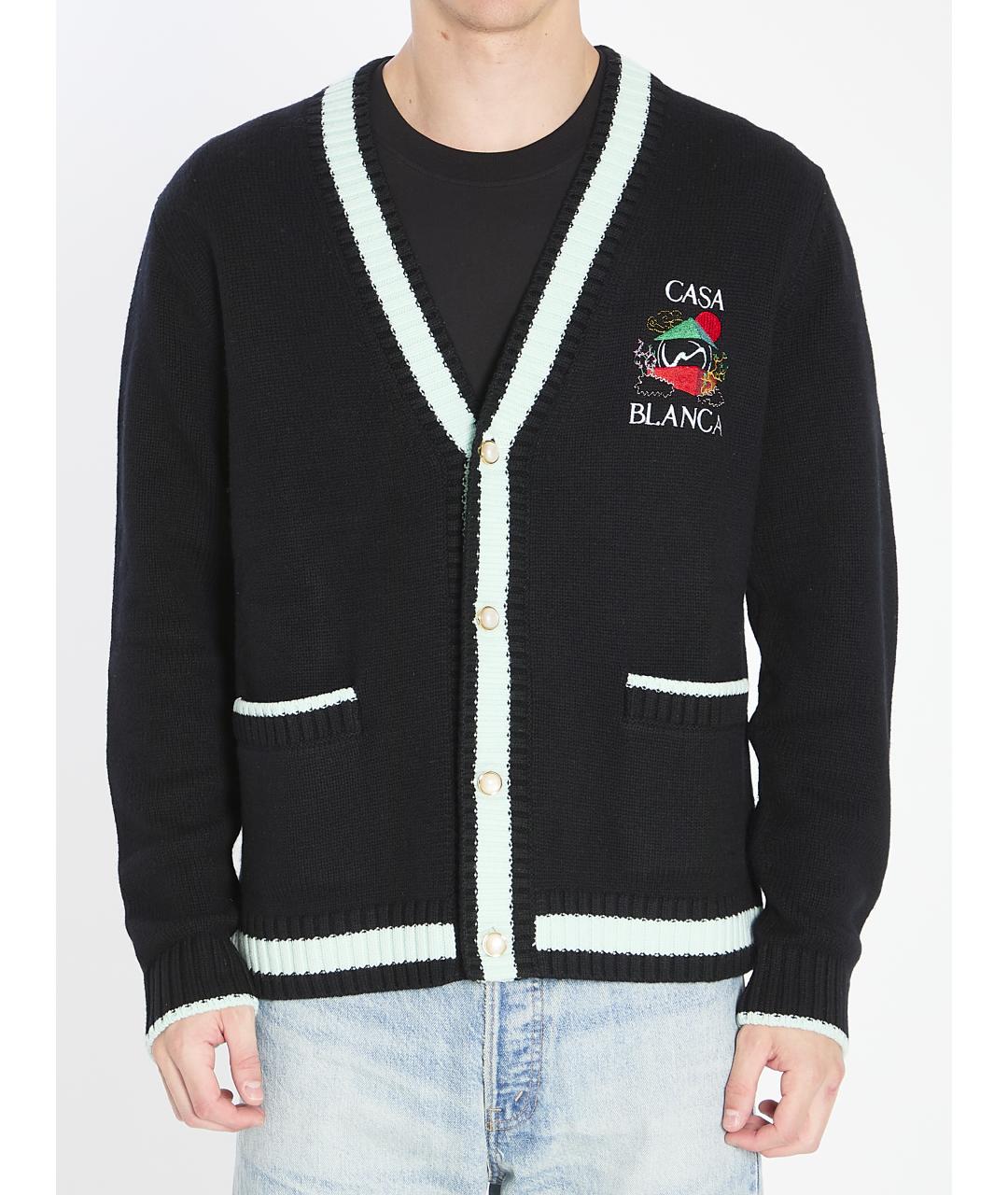 CASABLANCA Черный шерстяной кардиган, фото 2