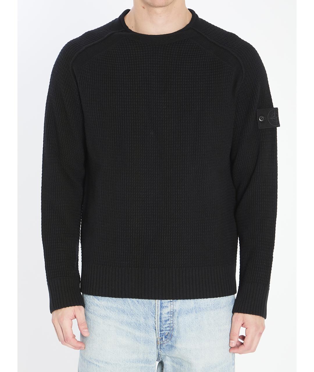 STONE ISLAND Черный шерстяной джемпер / свитер, фото 2