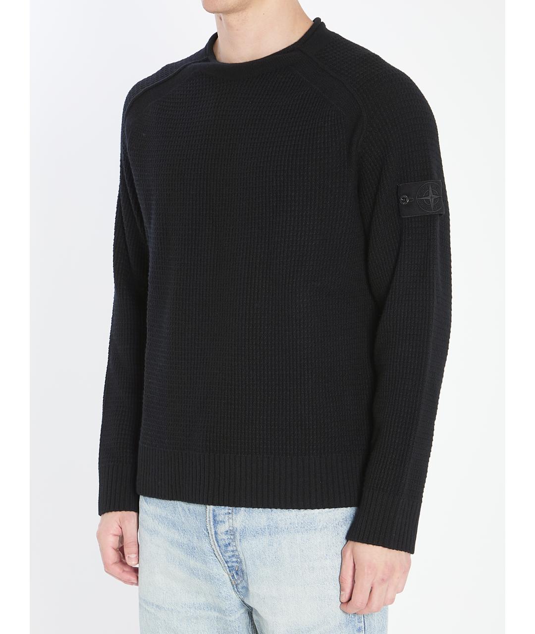 STONE ISLAND Черный шерстяной джемпер / свитер, фото 3