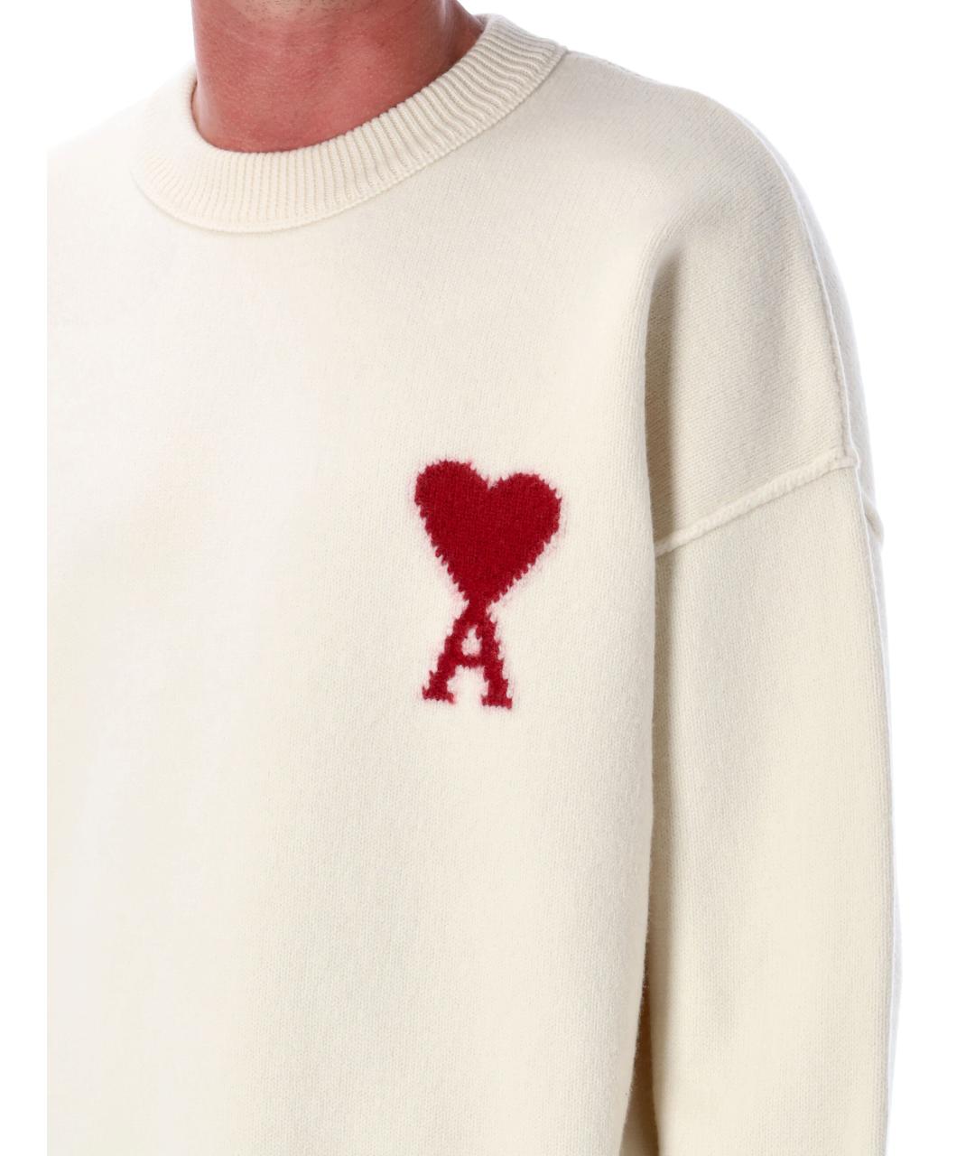 Ami Paris Белый шерстяной джемпер / свитер, фото 4