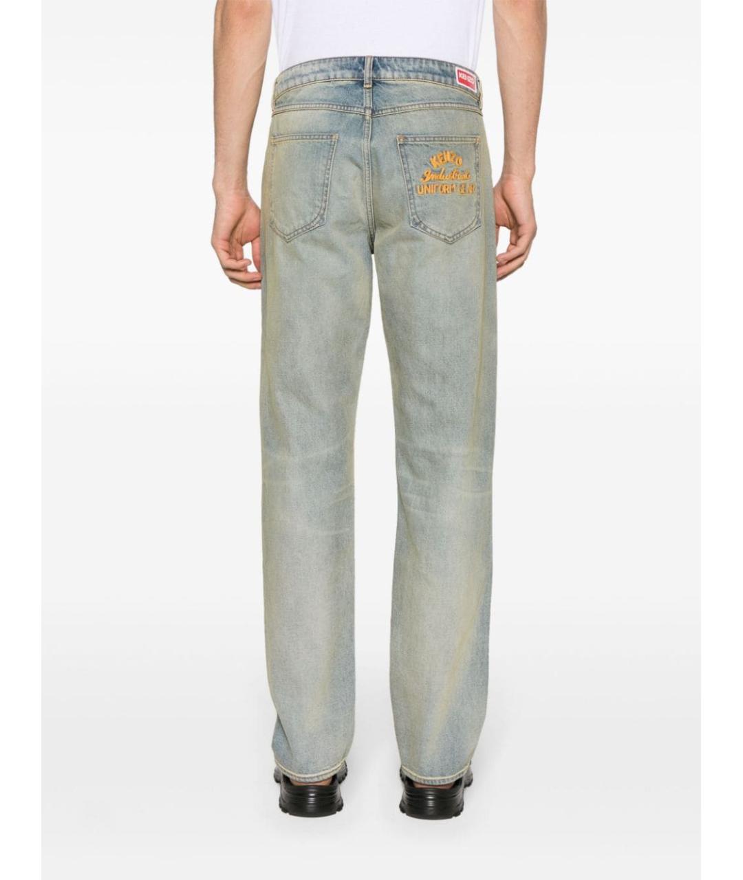 KENZO Синие хлопковые прямые джинсы, фото 4