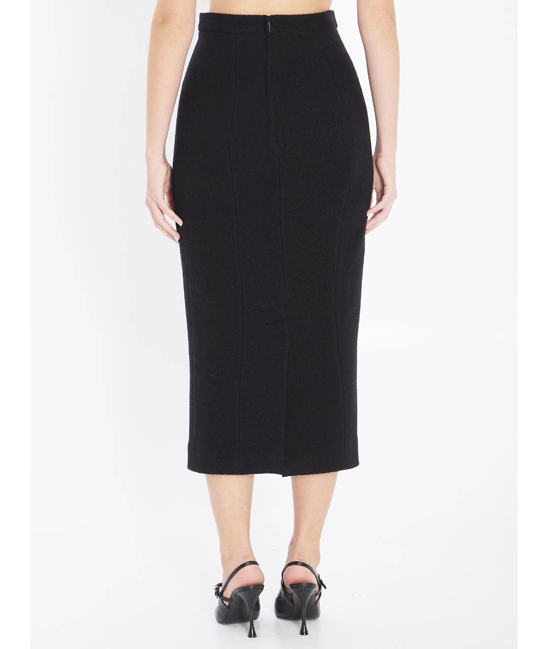 DOLCE&GABBANA Черная шерстяная юбка миди, фото 4