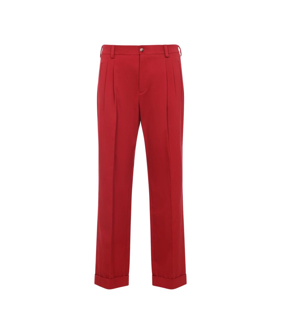 VALENTINO Красные хлопковые повседневные брюки, фото 1